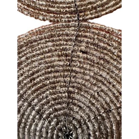 Vintage lot of 4‎ coasters beaded sliver round Tabletop Décor  4" with Bag - Picture 3 of 6